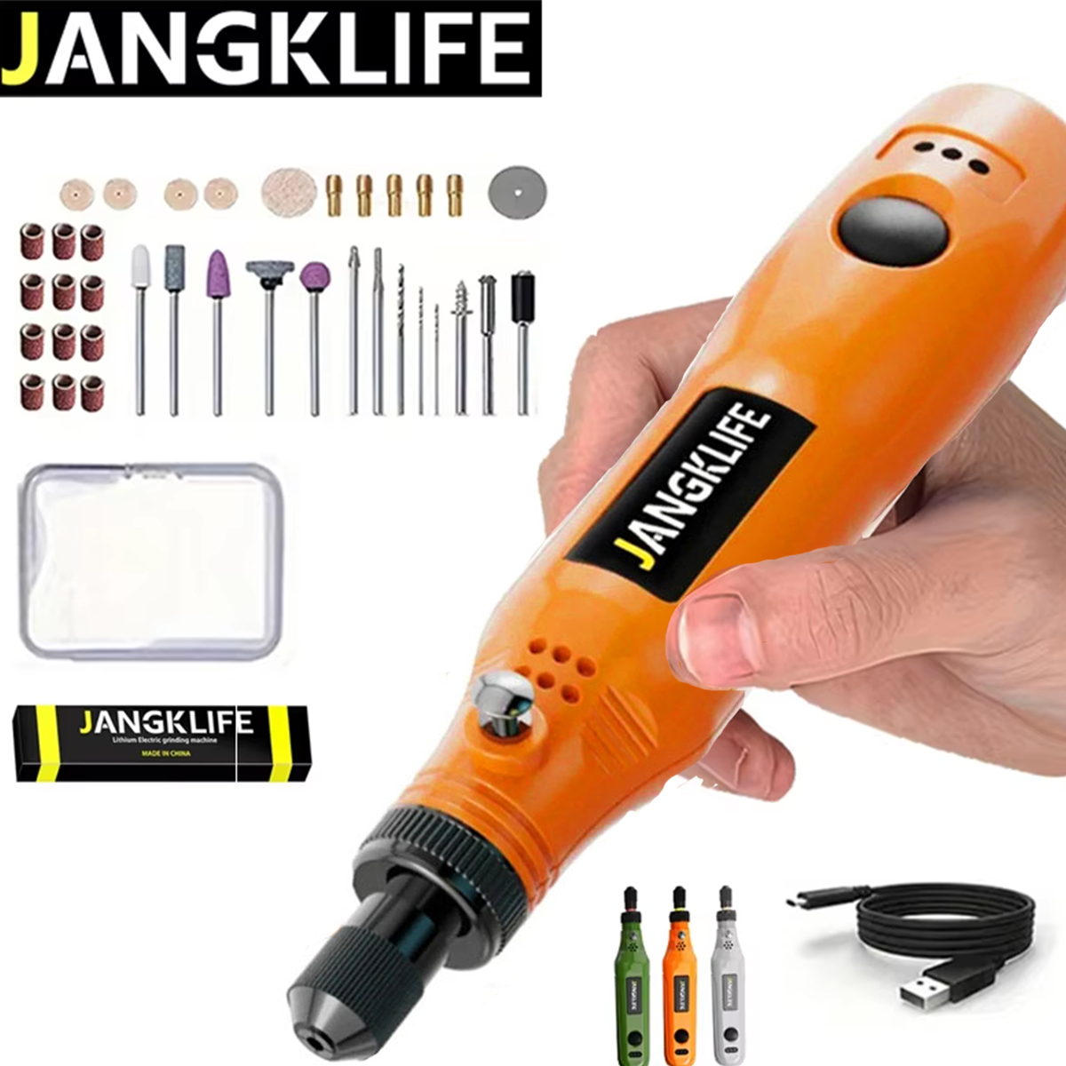 Power Tools Ingco - JANGKLIFE USB draadloze roterende gereedschapsset houtbewerking