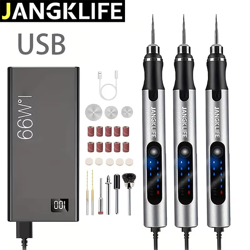 Power Tools Ingco - JANGKLIFE USB Oplaadbare Rotatiegereedschapset Houtbewerking Graveerpen