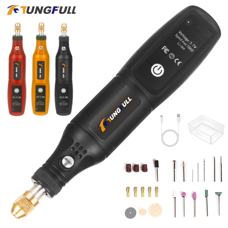 Power Tools Ingco - USB-graveerpen Mini-slijpmachine Rotatiegereedschapset Oplaadbare Dremel-tool Draadloze
