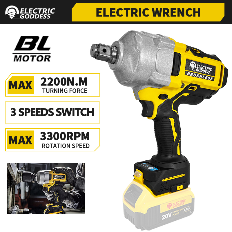 Power Tools Ingco - Elektrische Godin 2200N.M Borstelloze Elektrische Slagmoersleutel