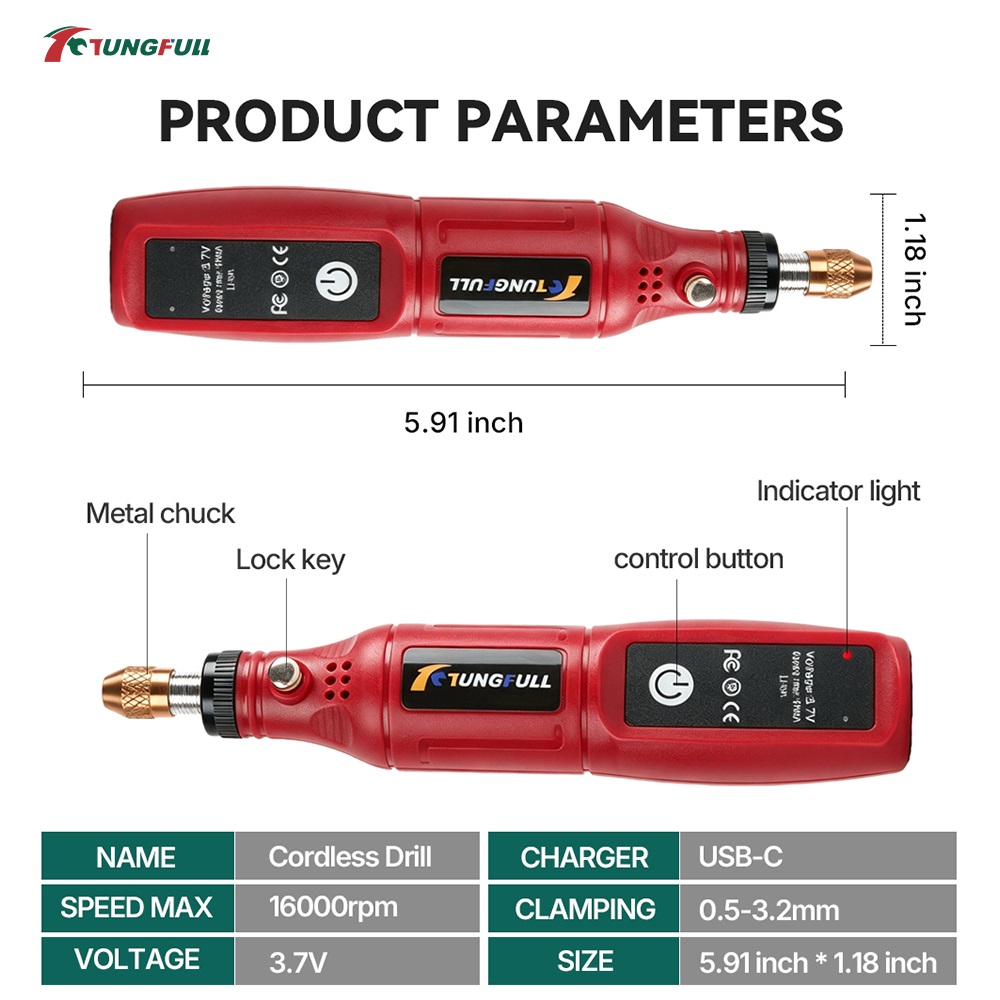 TUNGFULL 3.7V Draadloos Rotere - Power Tools Usa recensie en prijs
