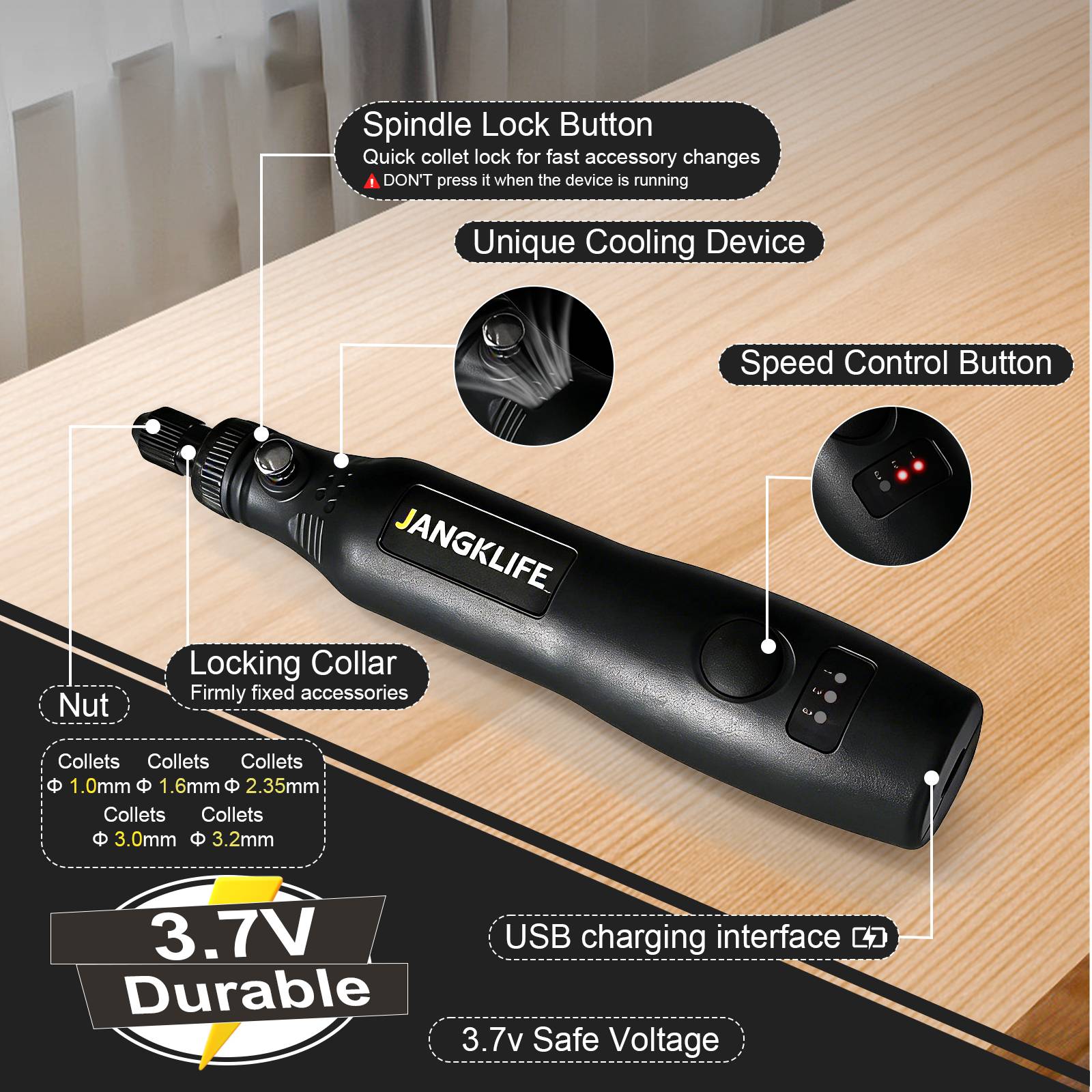 JANGKLIFE USB draadloze rotere - Power Tools Ingco recensie en prijs